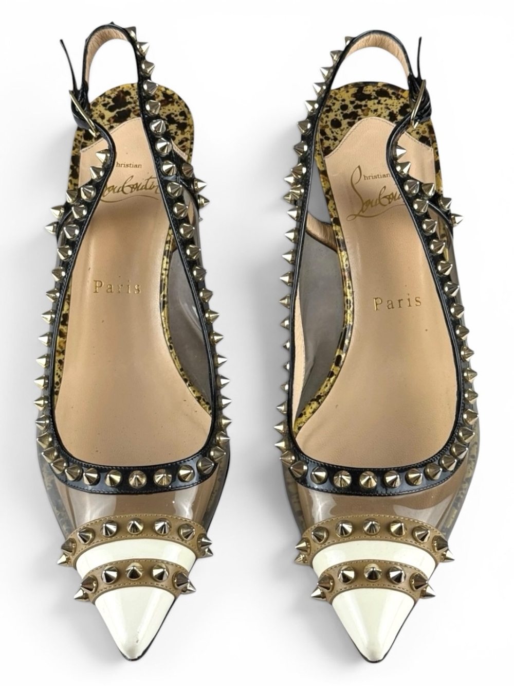 Christian Louboutin Leopard Print Studded Slingback Heels – Size 38